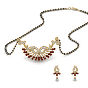 Beautiful-Diamond-Mangalsutra-Earring-Set-With-Ruby